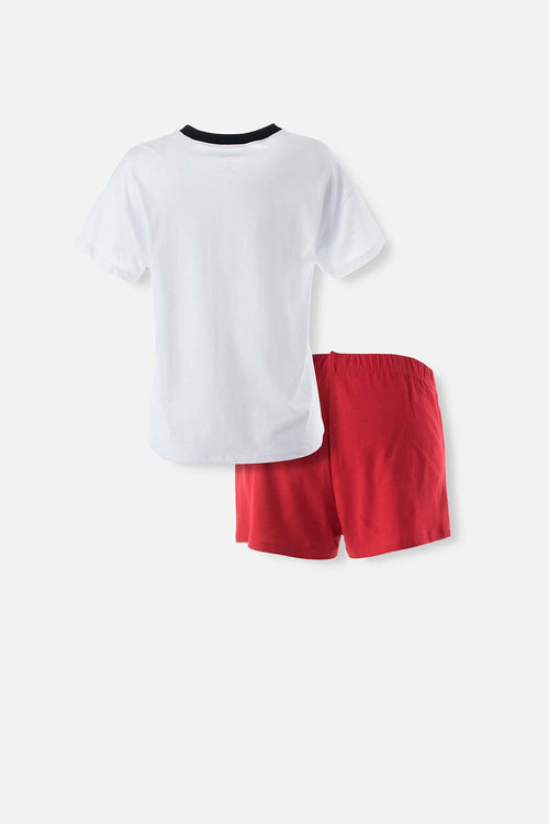 Card slide image -  PIJAMA DE MICKEY MOUSE PANTALÓN CORTO BLANCO Y ROJO PARA MUJER