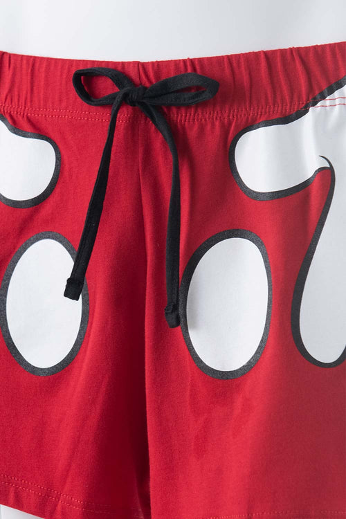 Card slide image -  PIJAMA DE MICKEY MOUSE PANTALÓN CORTO BLANCO Y ROJO PARA MUJER