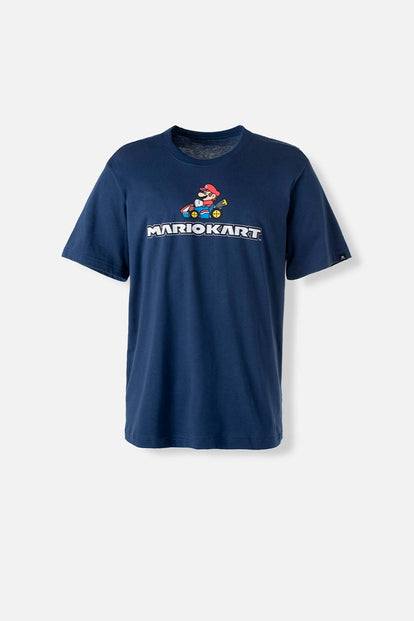  CAMISETA DE MARIO BROSS AZUL OSCURA MANGA CORTA PARA HOMBRE