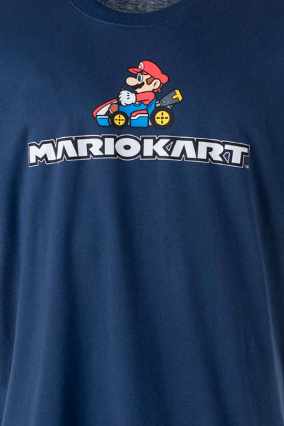 CAMISETA DE MARIO BROSS AZUL OSCURA MANGA CORTA PARA HOMBRE