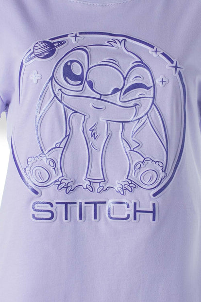  CAMISETA DE STITCH MANGA CORTA AZUL LAVANDA PARA MUJER