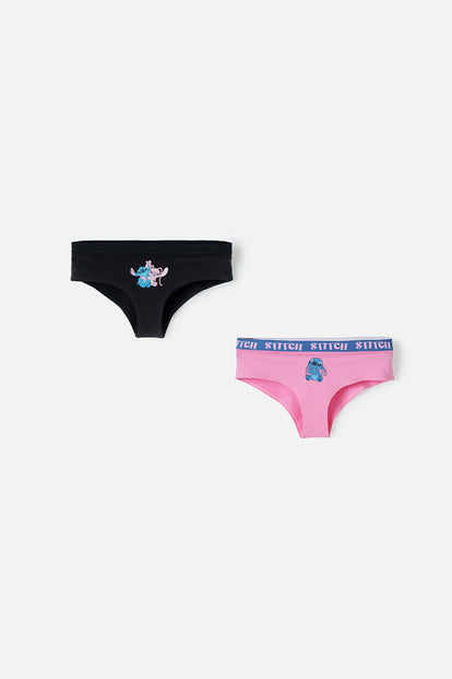  PACK X2 PANTIES DE STITCH NEGRO Y ROSADO PARA MUJER