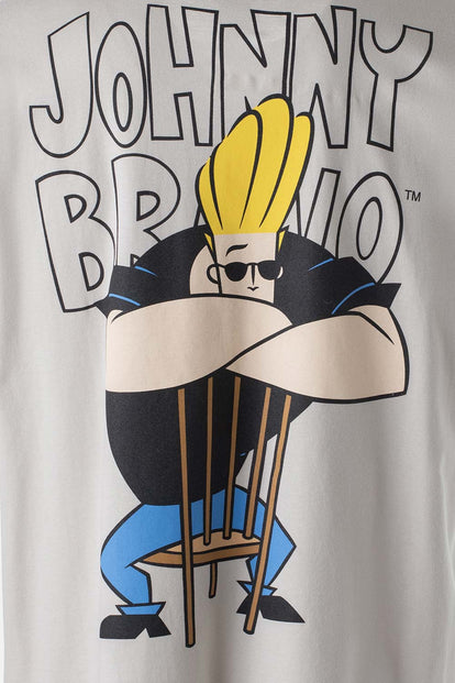  CAMISETA DE JOHNNY BRAVO GRIS MANGA CORTA PARA HOMBRE