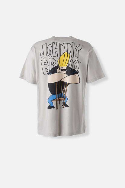  CAMISETA DE JOHNNY BRAVO GRIS MANGA CORTA PARA HOMBRE