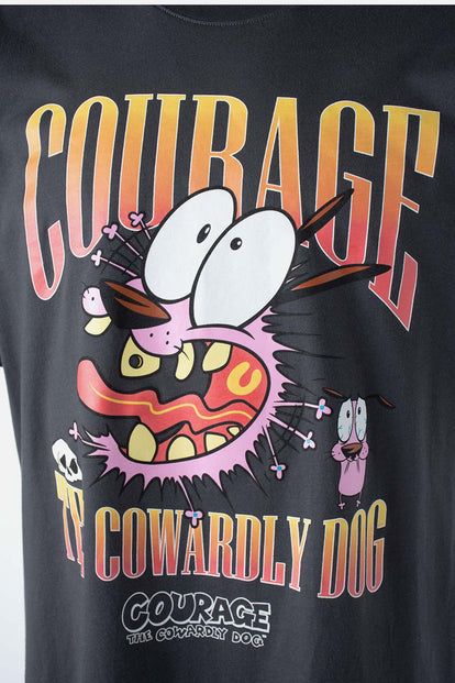  CAMISETA DE CORAJE EL PERRO COBARDE GRIS MANGA CORTA PARA HOMBRE