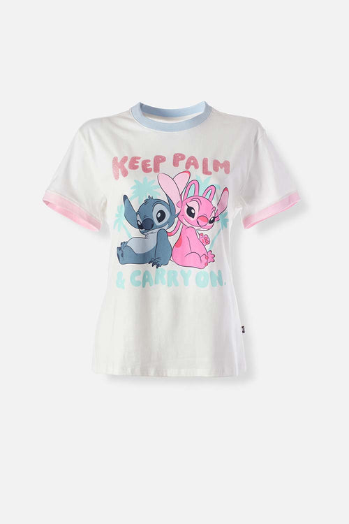 Card slide image -  CAMISETA DE STITCH MARFIL MANGA CORTA PARA MUJER