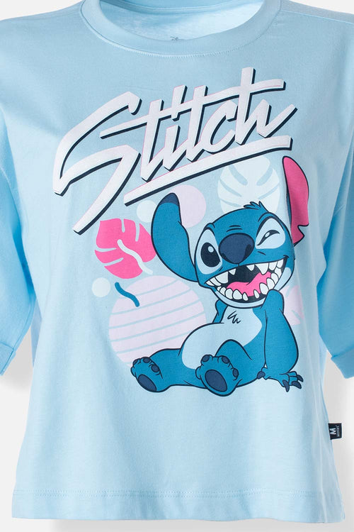 Card slide image -  CAMISETA DE STITCH AZUL CLARA MANGA CORTA PARA MUJER