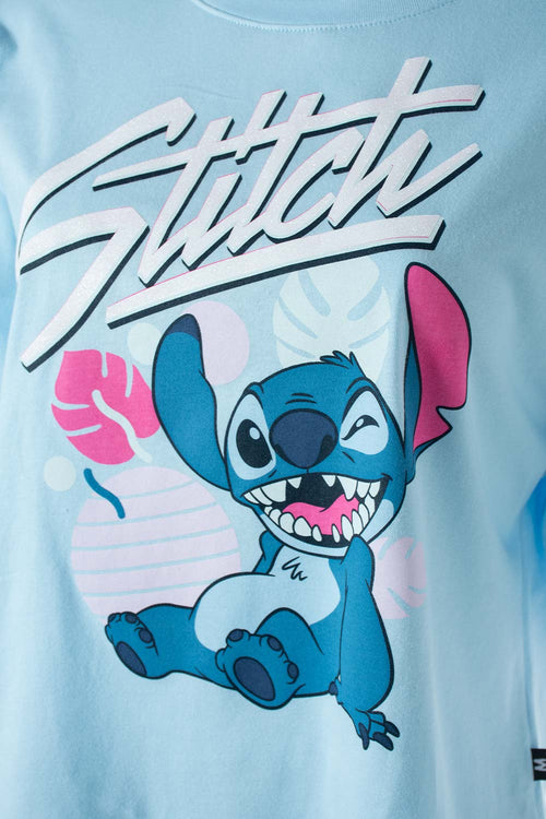 Card slide image -  CAMISETA DE STITCH AZUL CLARA MANGA CORTA PARA MUJER