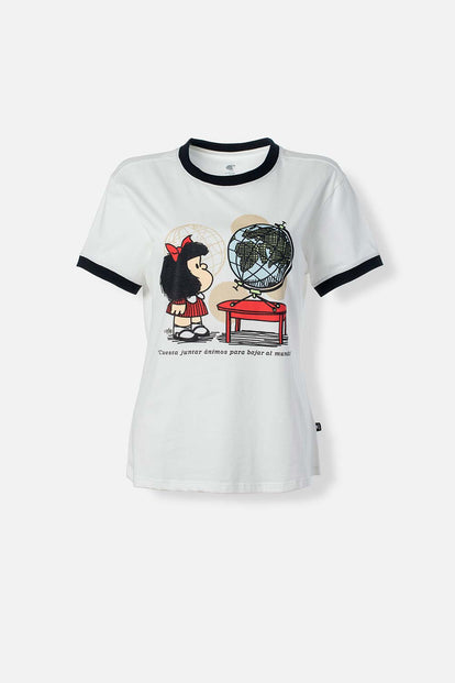  CAMISETA DE MAFALDA MANGA CORTA MARFIL PARA MUJER