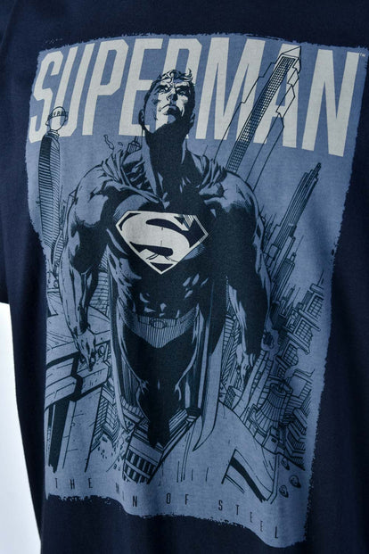  CAMISETA DE SUPERMAN CUELLO REDONDO AZUL PARA HOMBRE