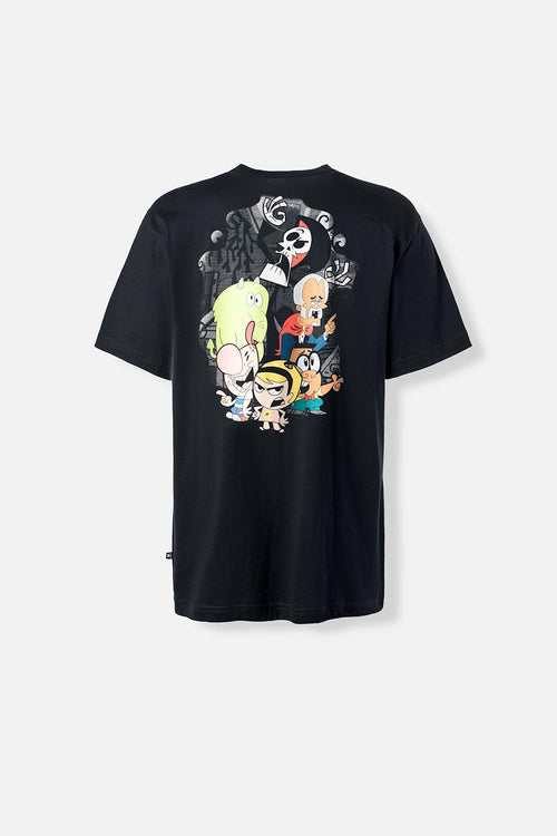 Card slide image -  CAMISETA DE BILLY Y MANDY NEGRA ESTAMPADA EN ESPALDA PARA HOMBRE